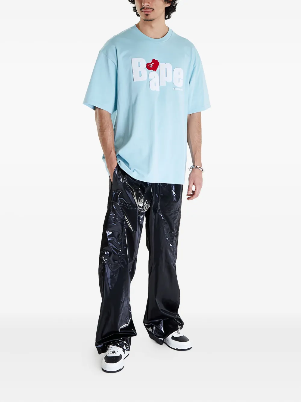 A BATHING APE Heart Ape Head katoenen T-shirt Blauw