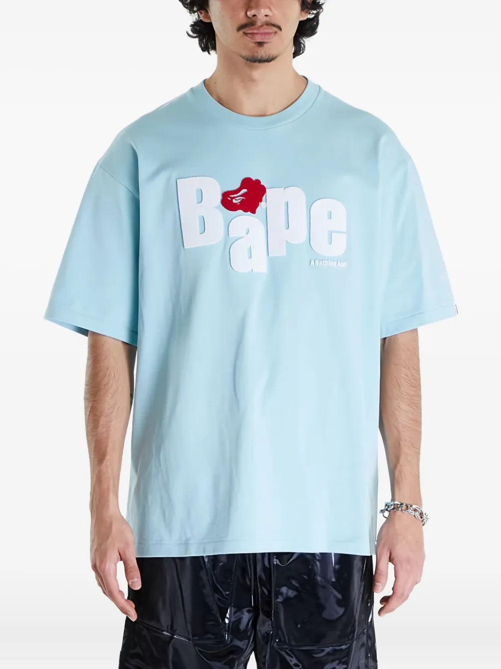A BATHING APE Heart Ape Head katoenen T-shirt Blauw