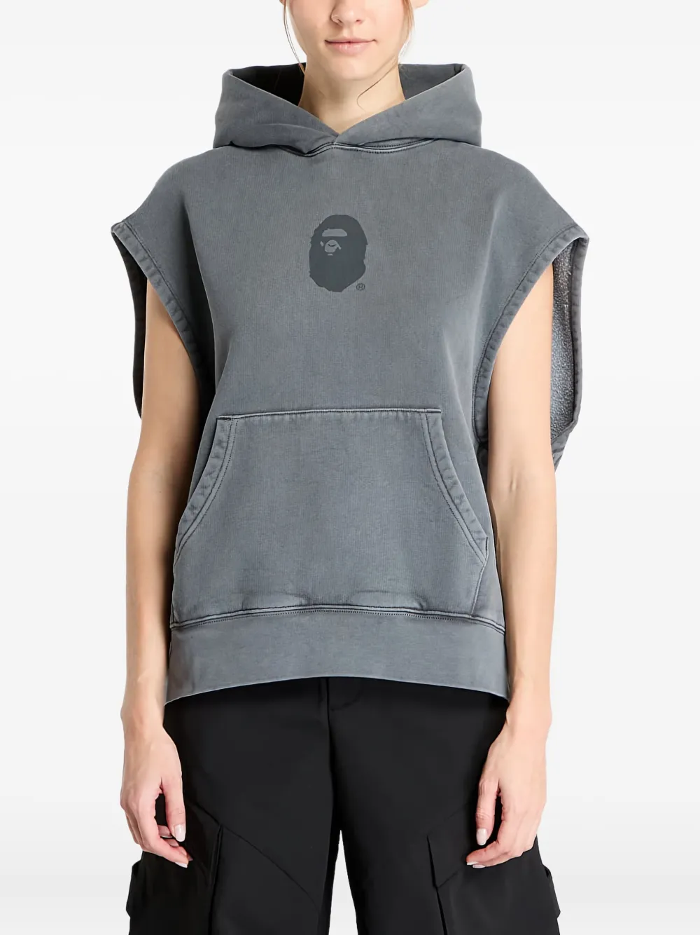 A BATHING APE Mouwloze sweater met capuchon Grijs