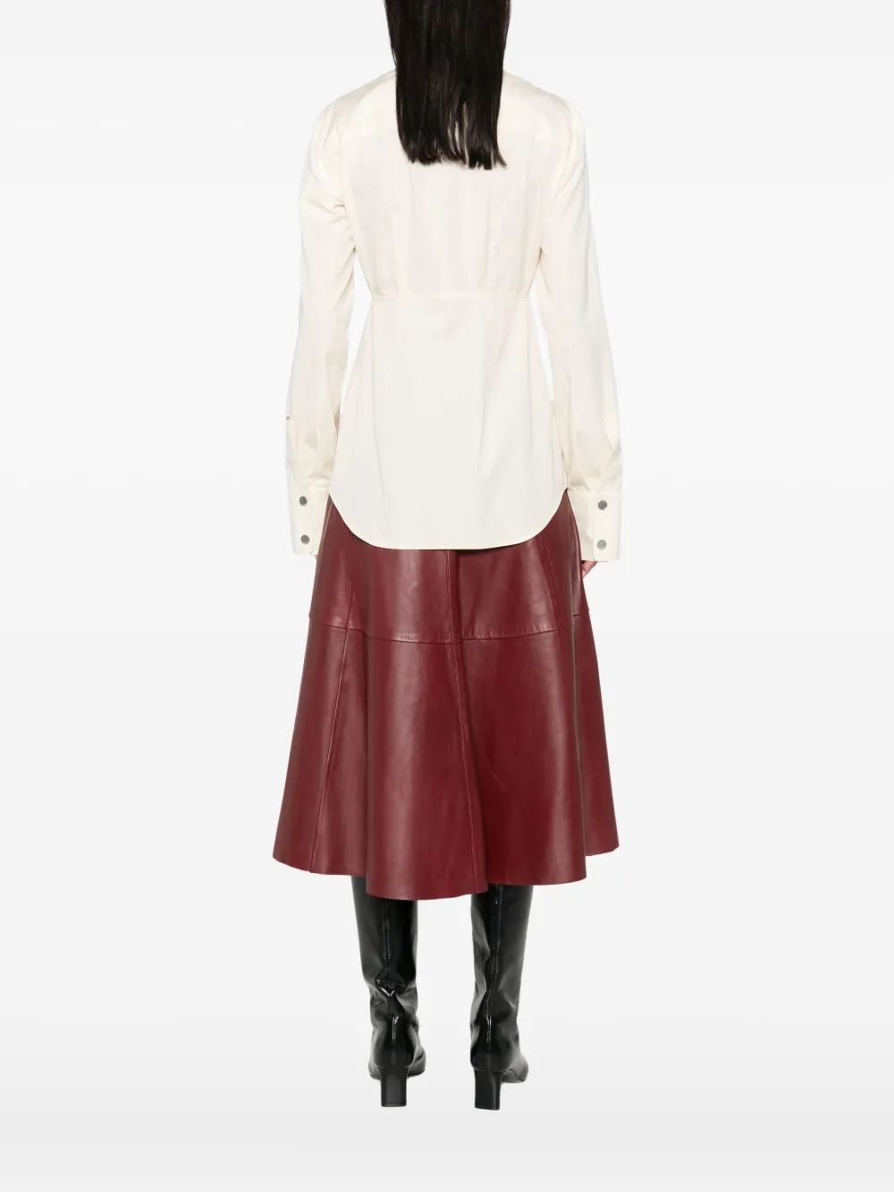 Sportmax Pointed Collar Butter White Cotton Azoto Shirt In Pink