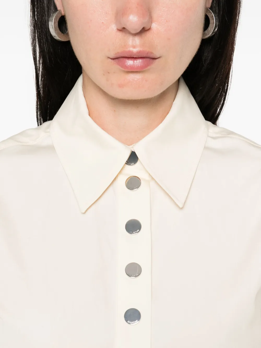 Sportmax Pointed Collar Butter White Cotton Azoto Shirt In Pink