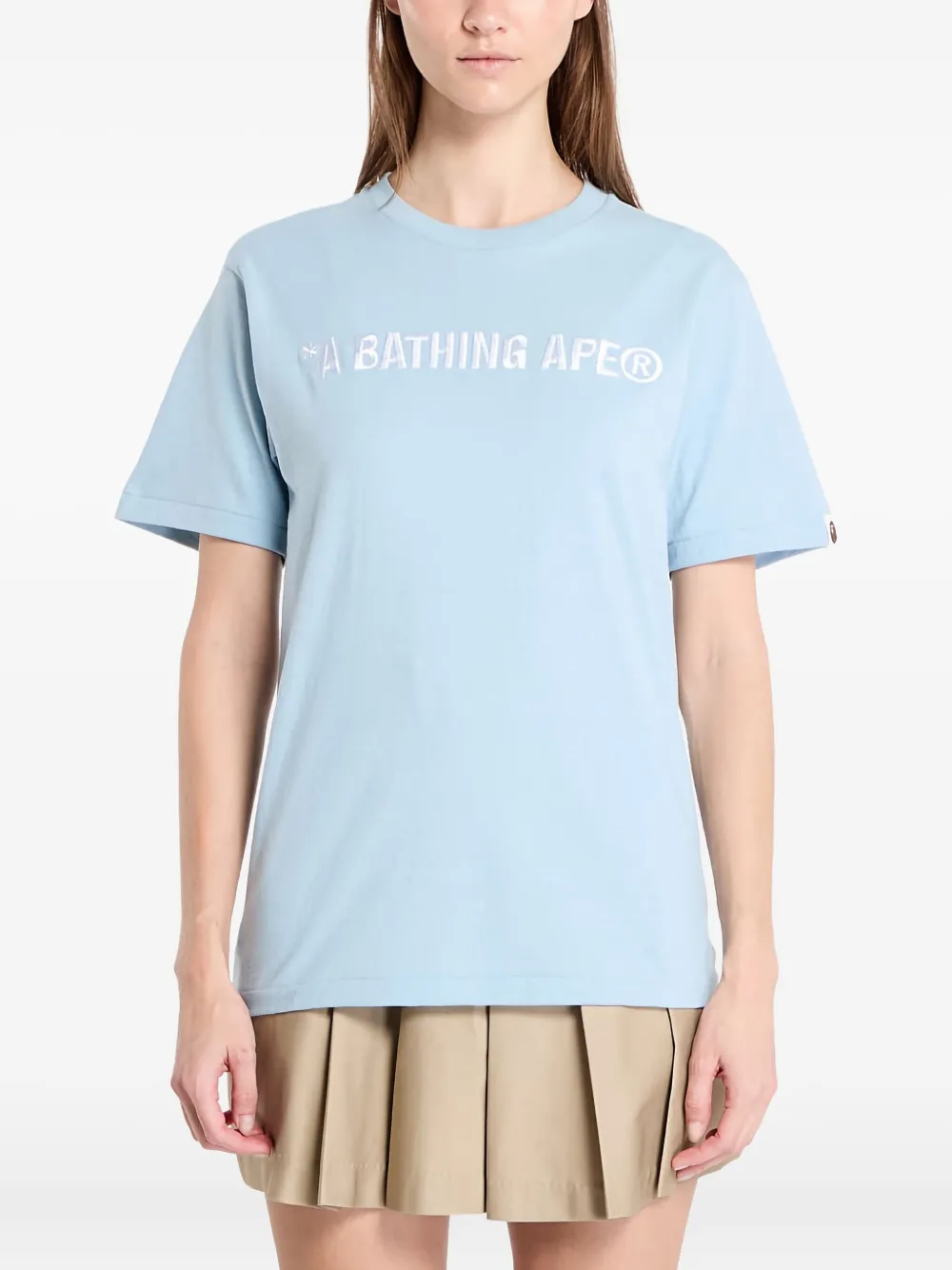 A BATHING APE T-shirt met geborduurd logo Blauw