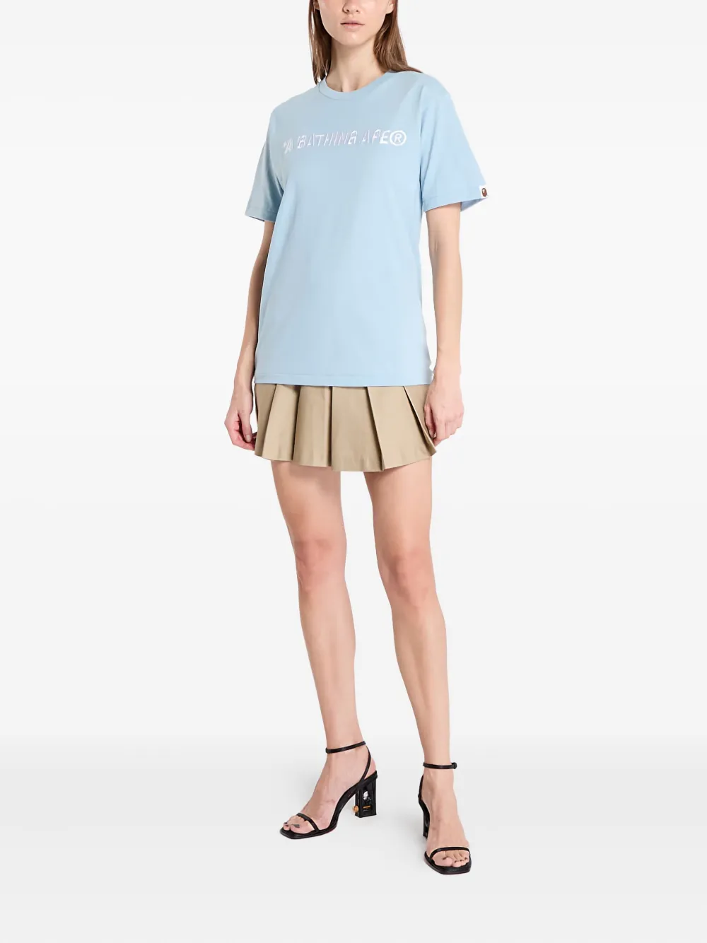 A BATHING APE T-shirt met geborduurd logo Blauw