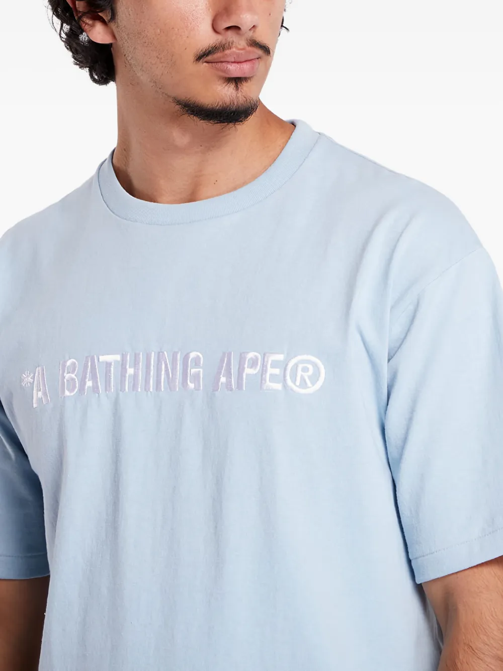 A BATHING APE T-shirt met geborduurd logo Blauw