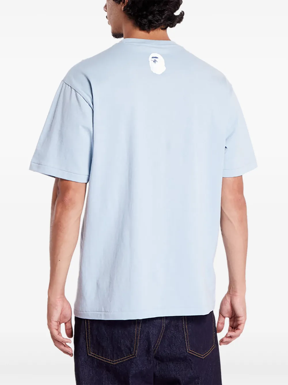 A BATHING APE T-shirt met geborduurd logo Blauw