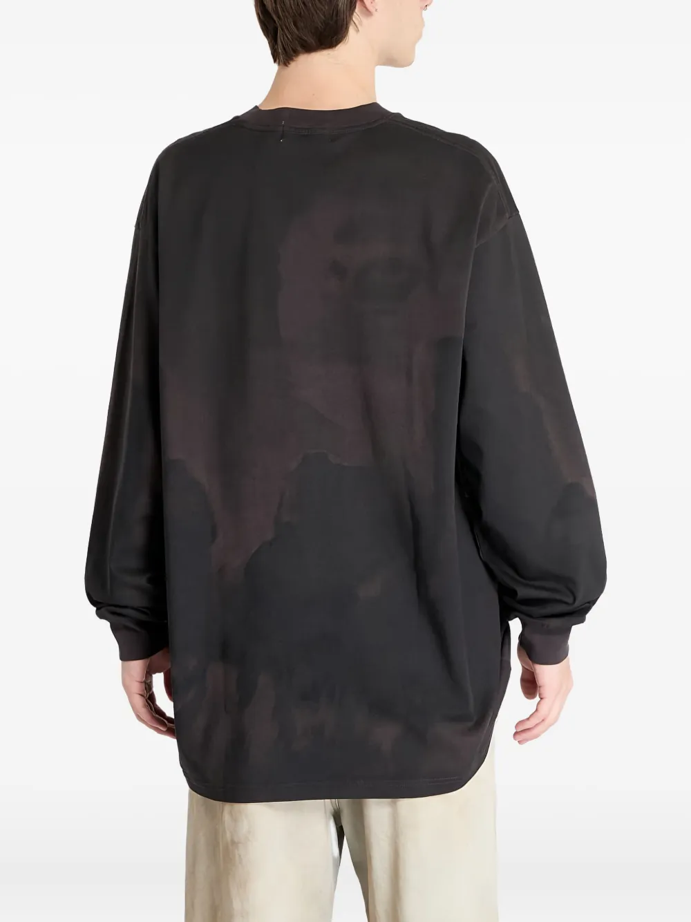 A BATHING APE T-shirt met tie-dye logoprint en lange mouwen Zwart