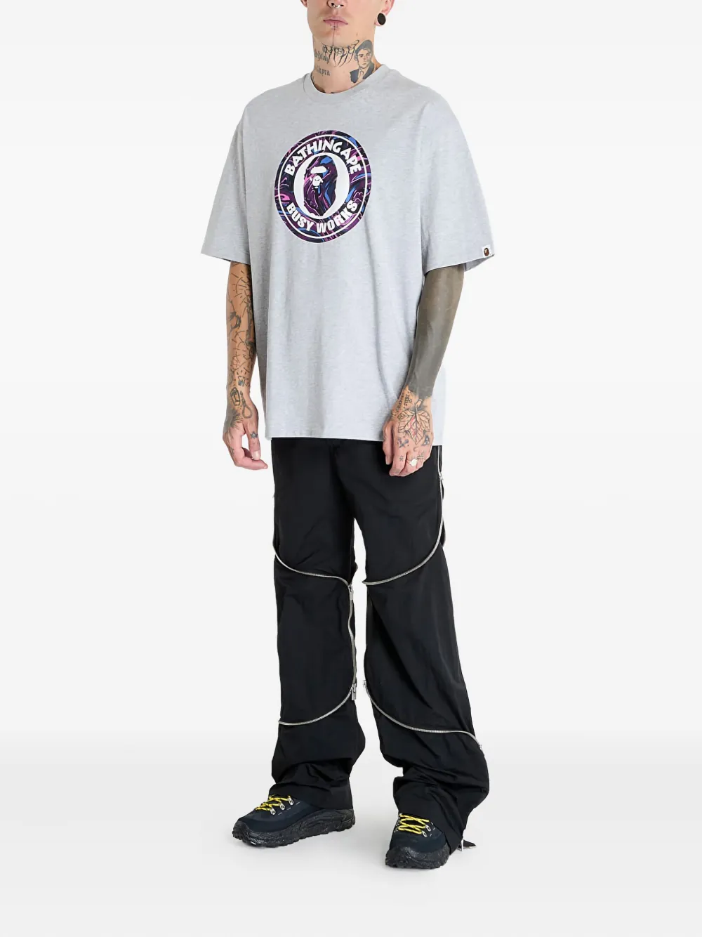 A BATHING APE T-shirt met grafische print Grijs