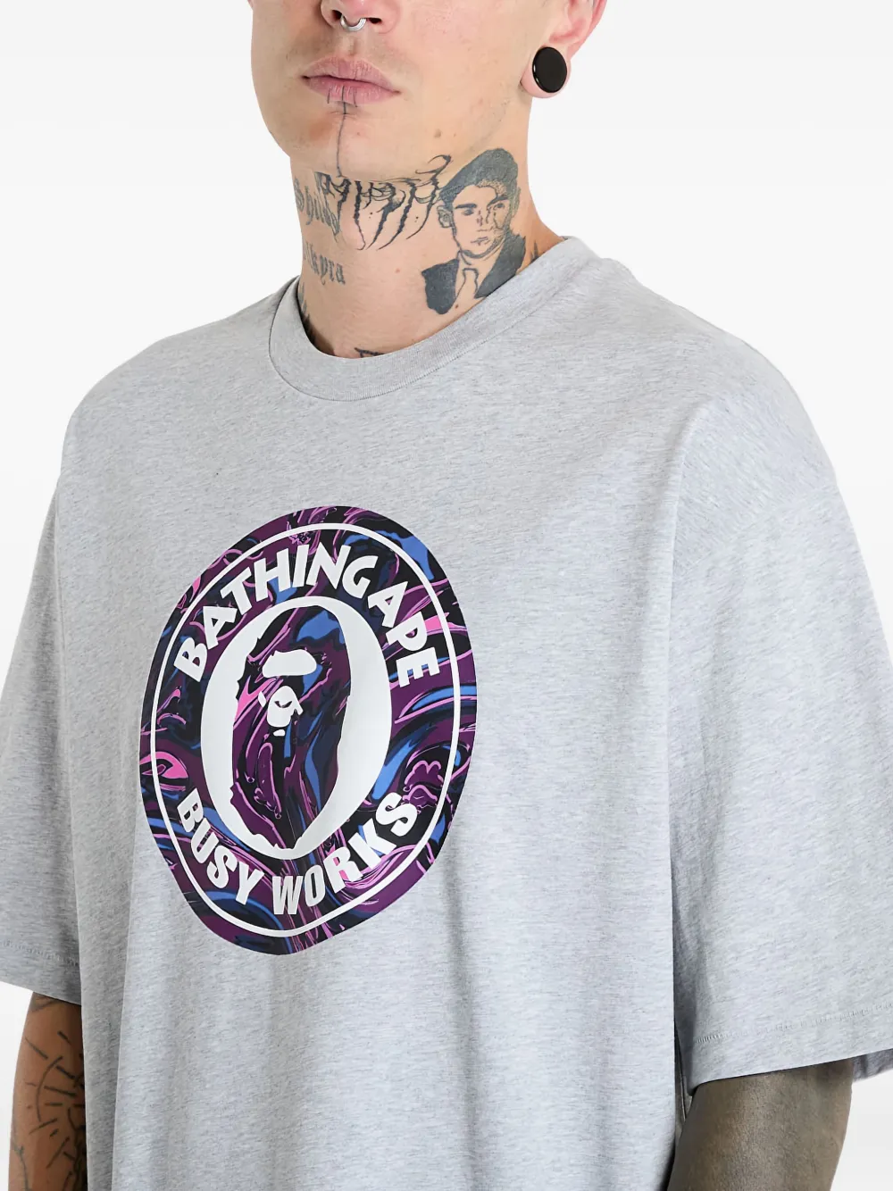 A BATHING APE T-shirt met grafische print Grijs