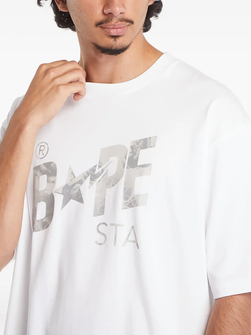A BATHING APE T-shirt met grafische print Wit