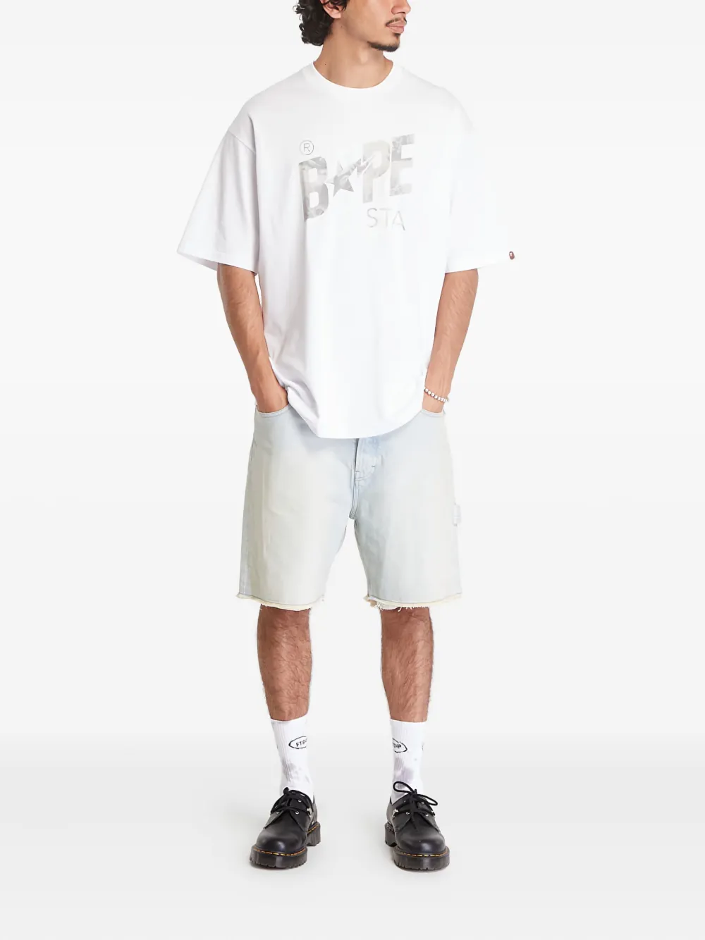 A BATHING APE T-shirt met grafische print Wit
