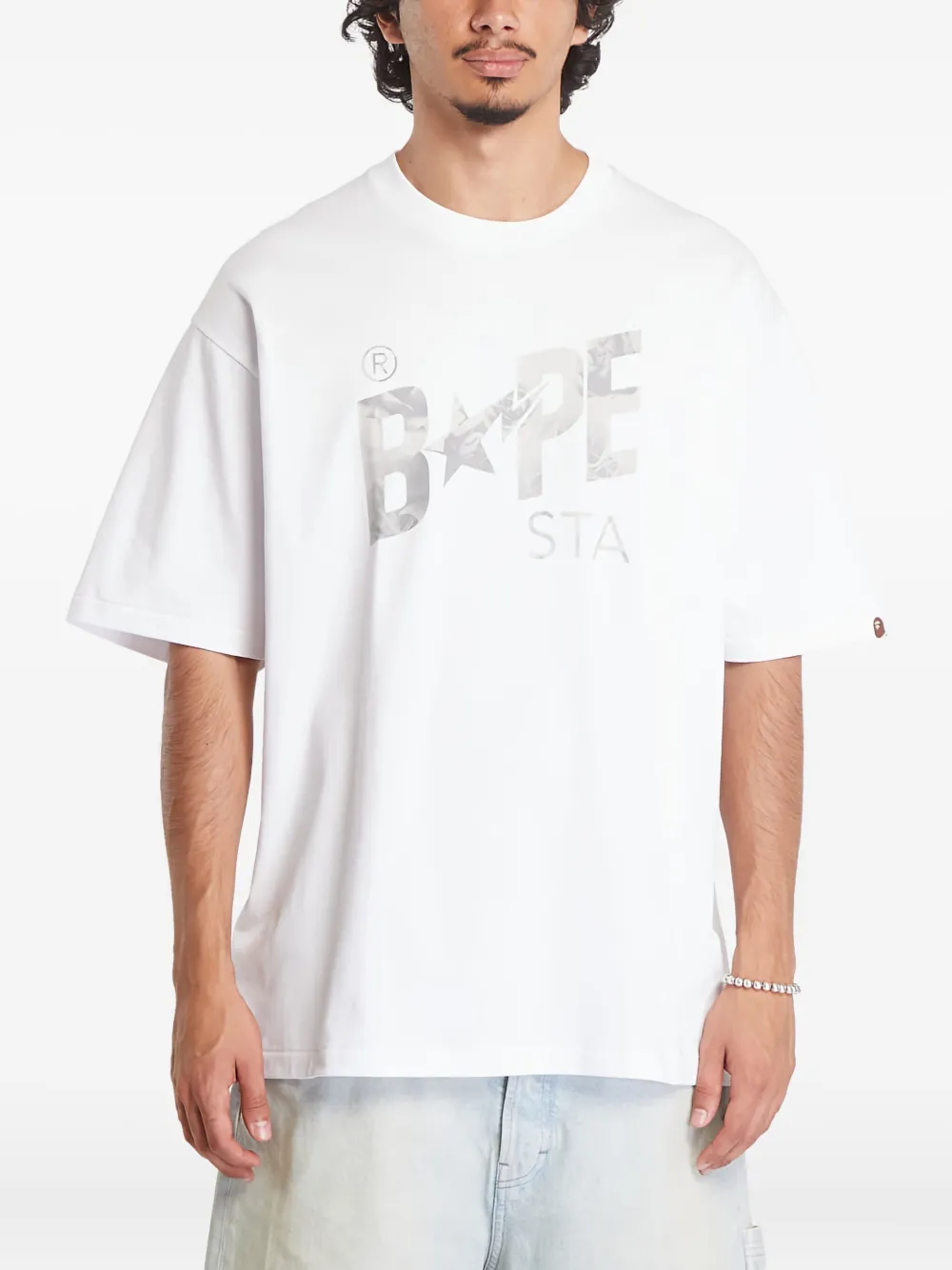 A BATHING APE T-shirt met grafische print Wit
