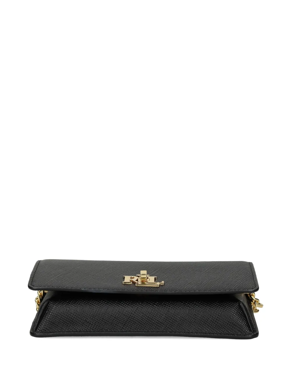 Lauren Ralph Lauren Leren crossbodytas met kettinghengsel Zwart