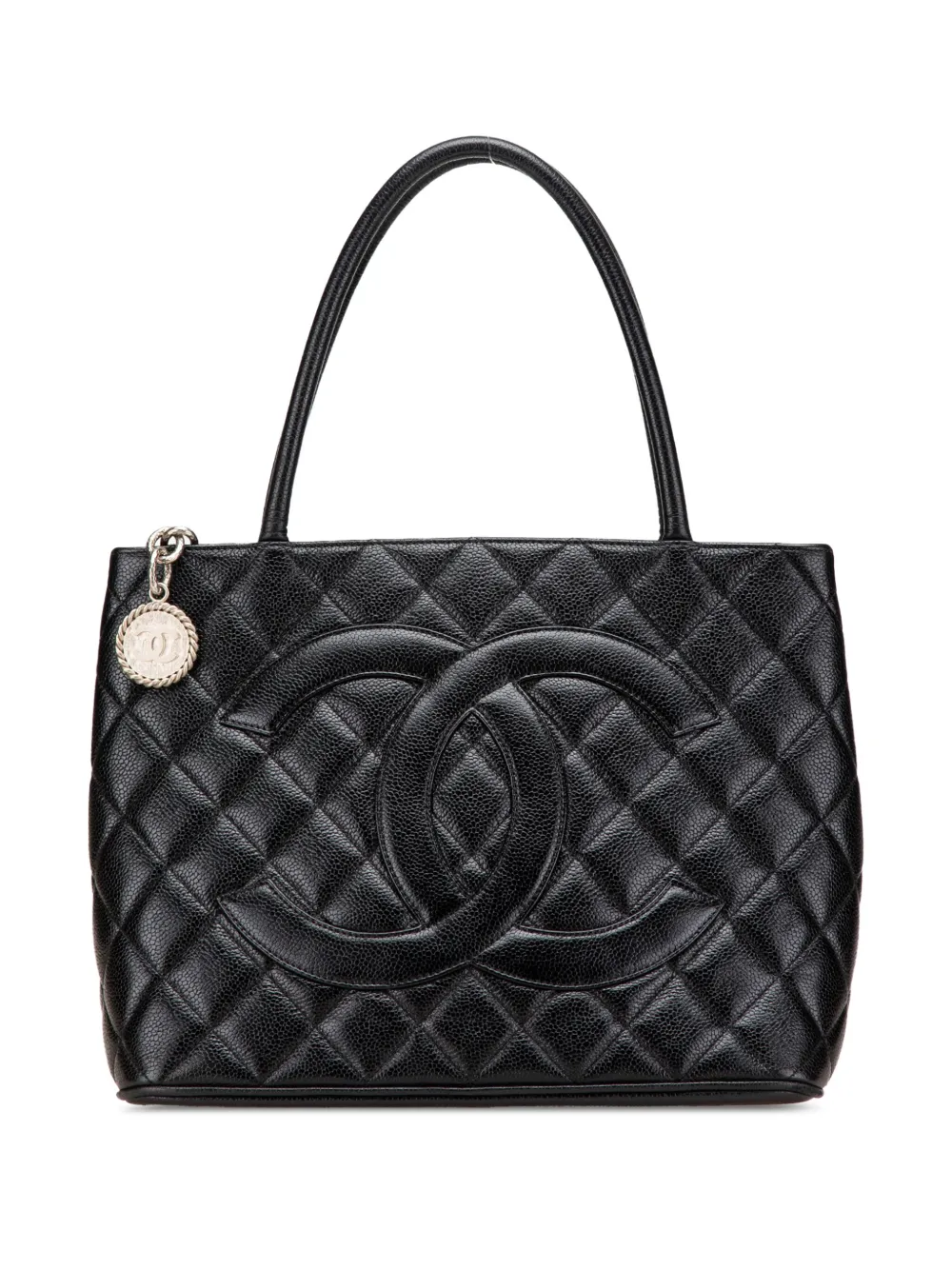 CHANEL Pre-Owned 2000-2002 キャビア メダリオン トートバッグ - ブラック CHANEL Pre-Owned 2000-2002 キャビア メダリオン トートバッグ - ブラック