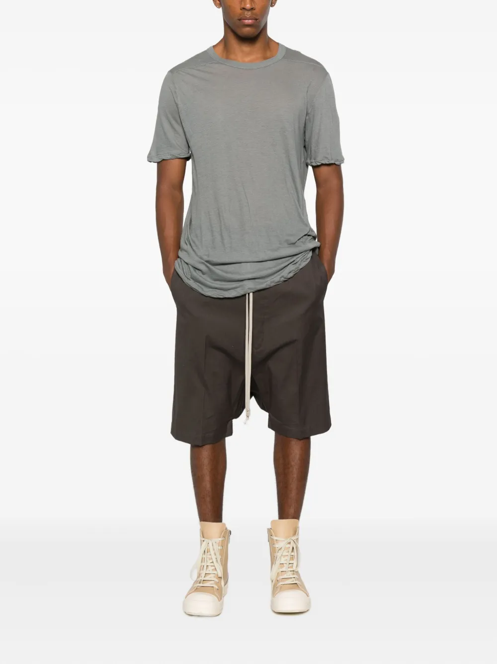 Rick Owens Level T side-split t-shirt - Grijs