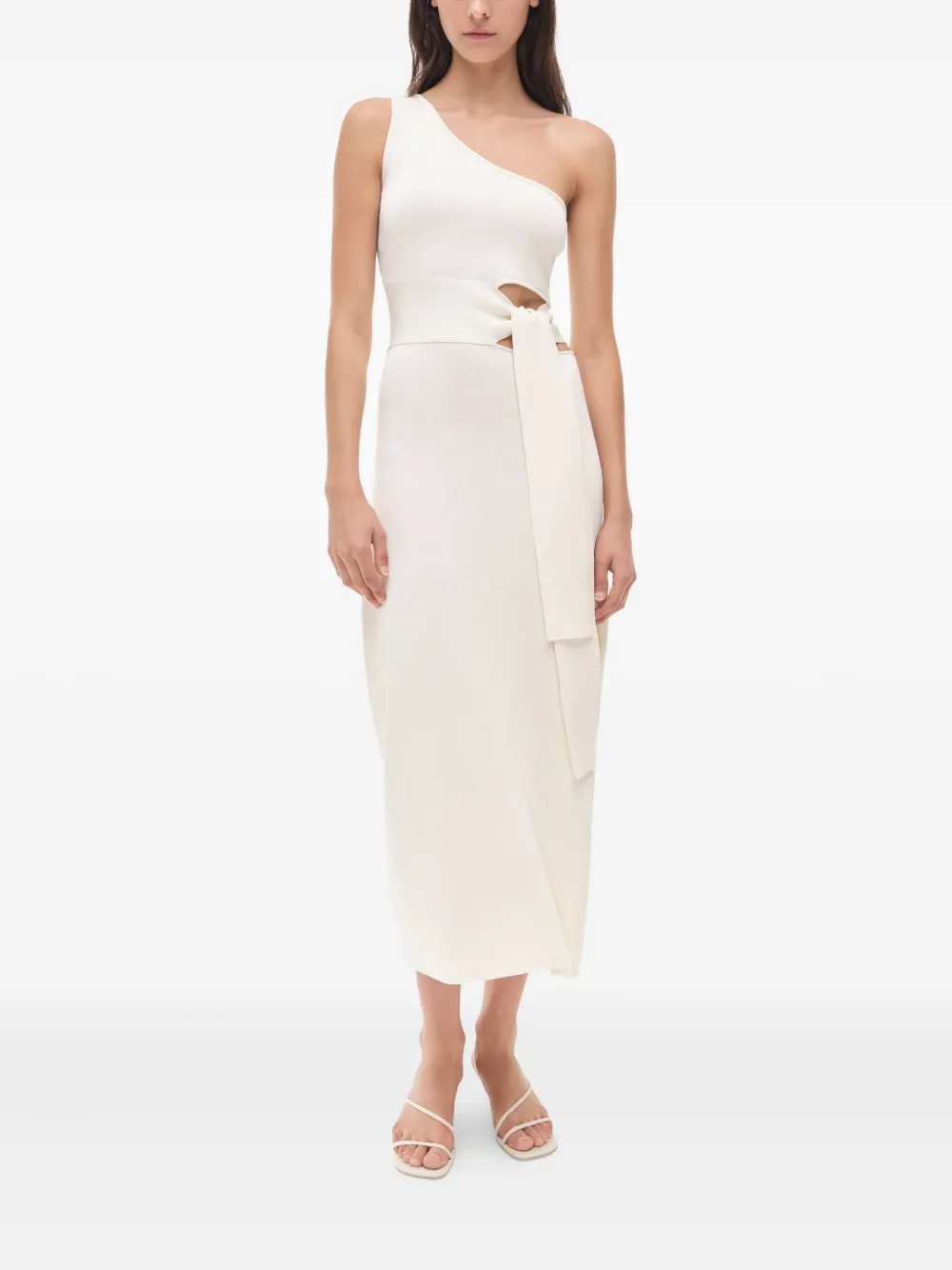 Simkhai Aurelia asymmetrische midi-jurk met uitgesneden details Beige