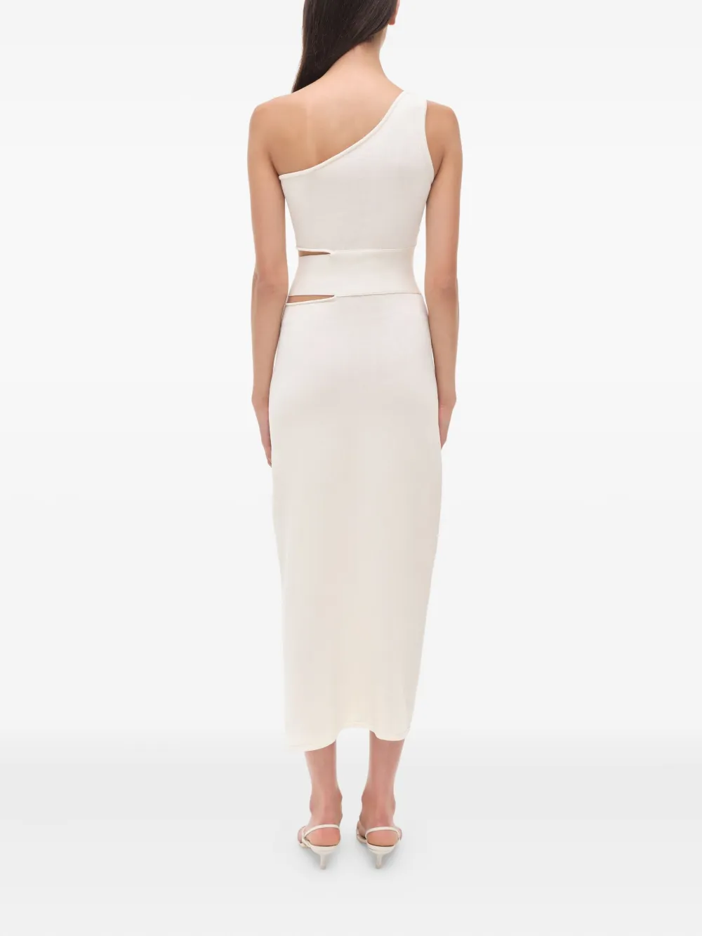 Simkhai Aurelia asymmetrische midi-jurk met uitgesneden details Beige