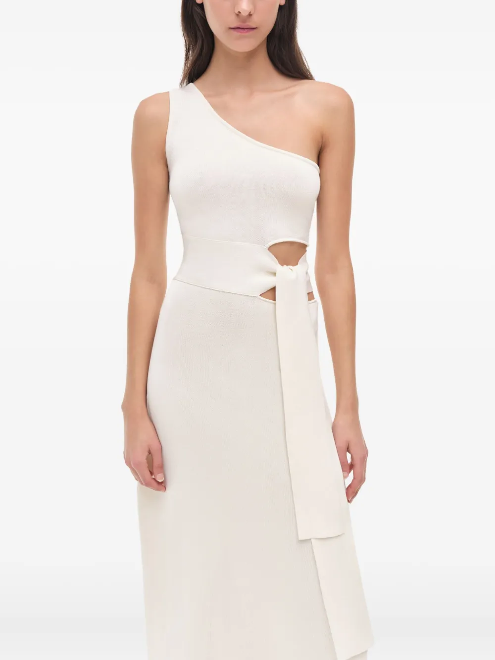 Simkhai Aurelia asymmetrische midi-jurk met uitgesneden details Beige