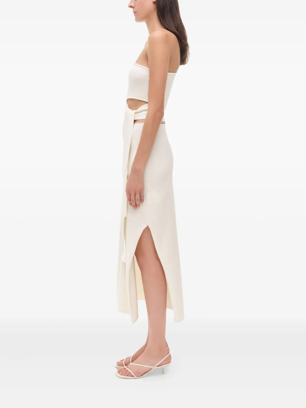 Simkhai Aurelia asymmetrische midi-jurk met uitgesneden details Beige