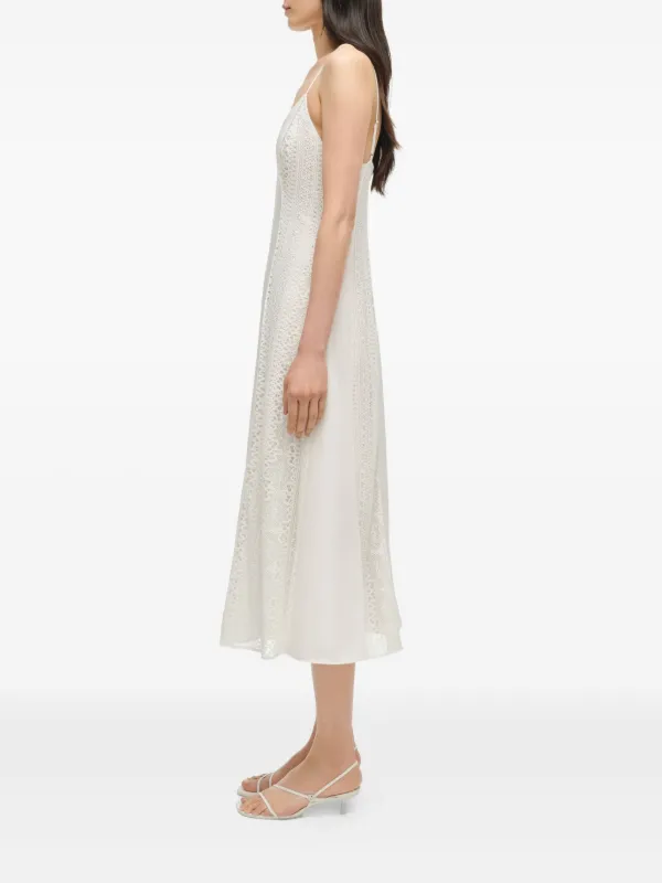 Simkhai Mina lace-insert Midi Dress | White | FARFETCH