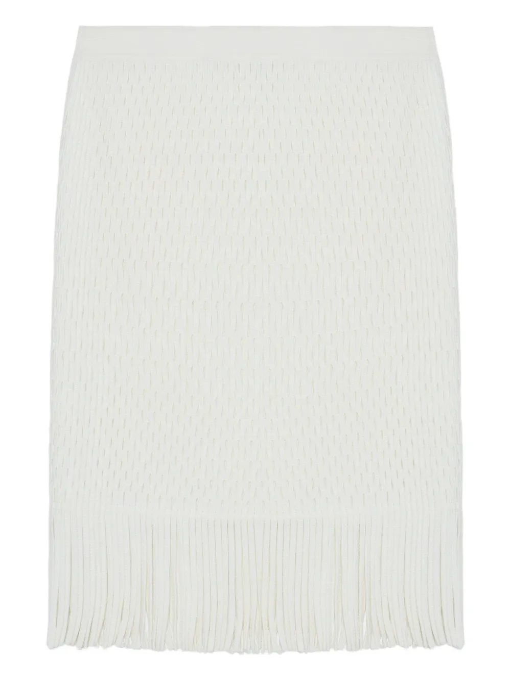 Simkhai Xavia lattice-knit fringe skirt | White | Image 1