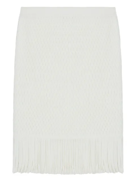 Simkhai Xavia lattice-knit fringe skirt