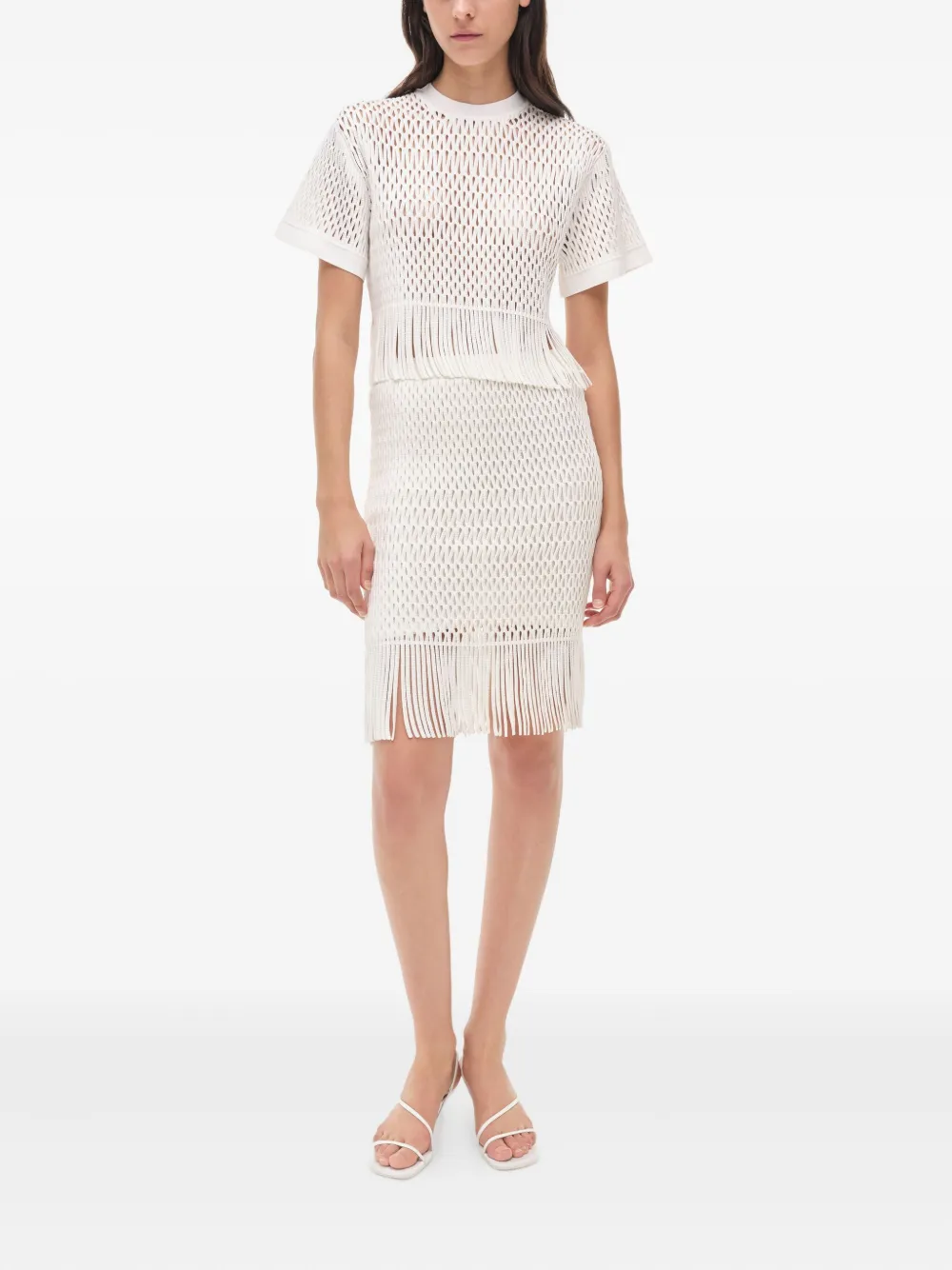 Simkhai Xavia lattice-knit fringe skirt | Pencil Skirts | Image 2