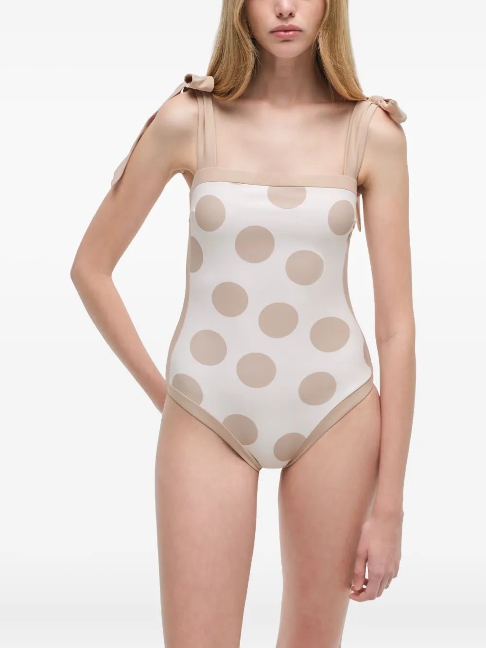Simkhai Badpak met stippen en gestrikt detail Beige