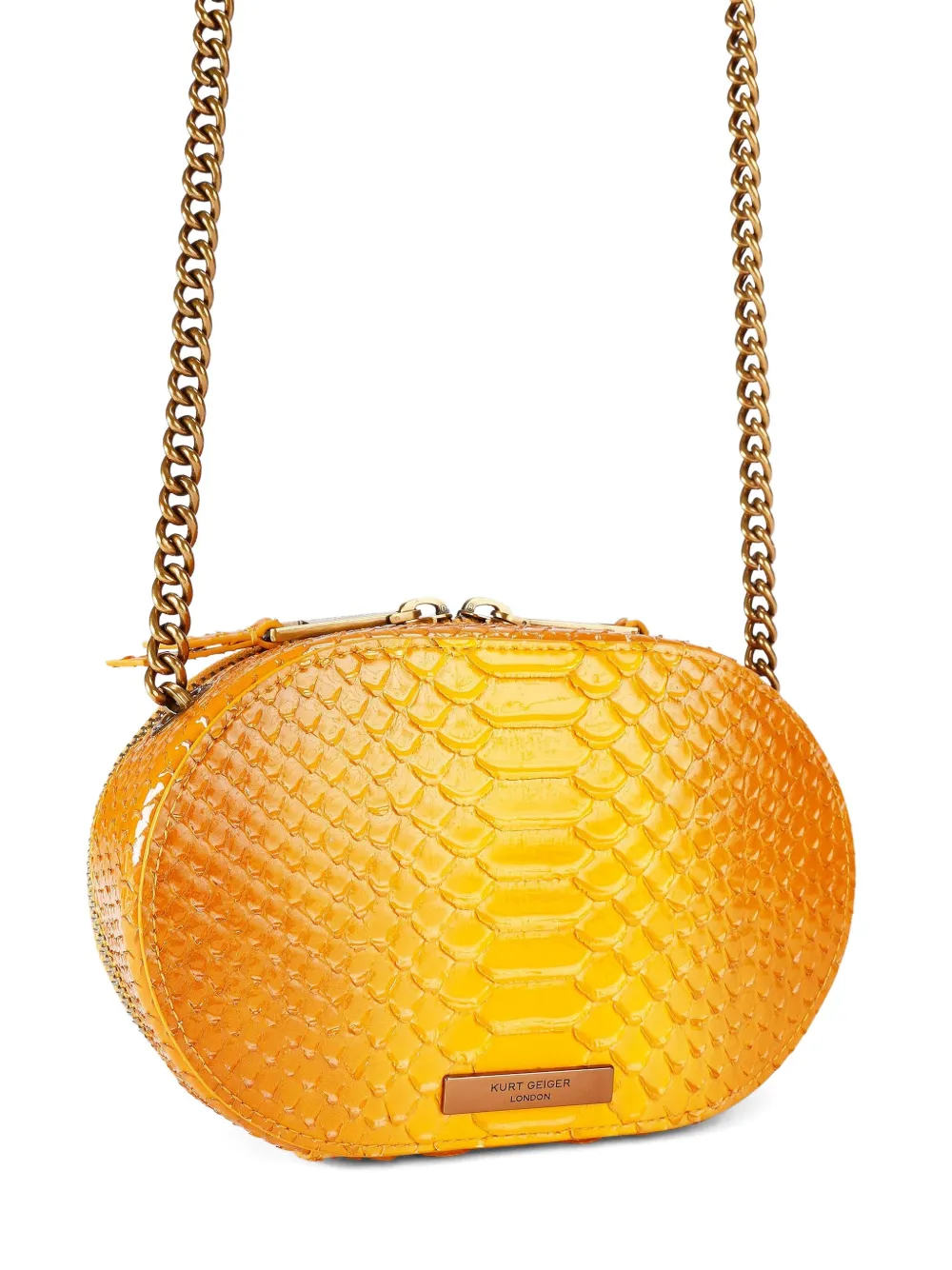 Kurt Geiger London small Chelsea crystal-embellished snake-effect crossbody bag Geel