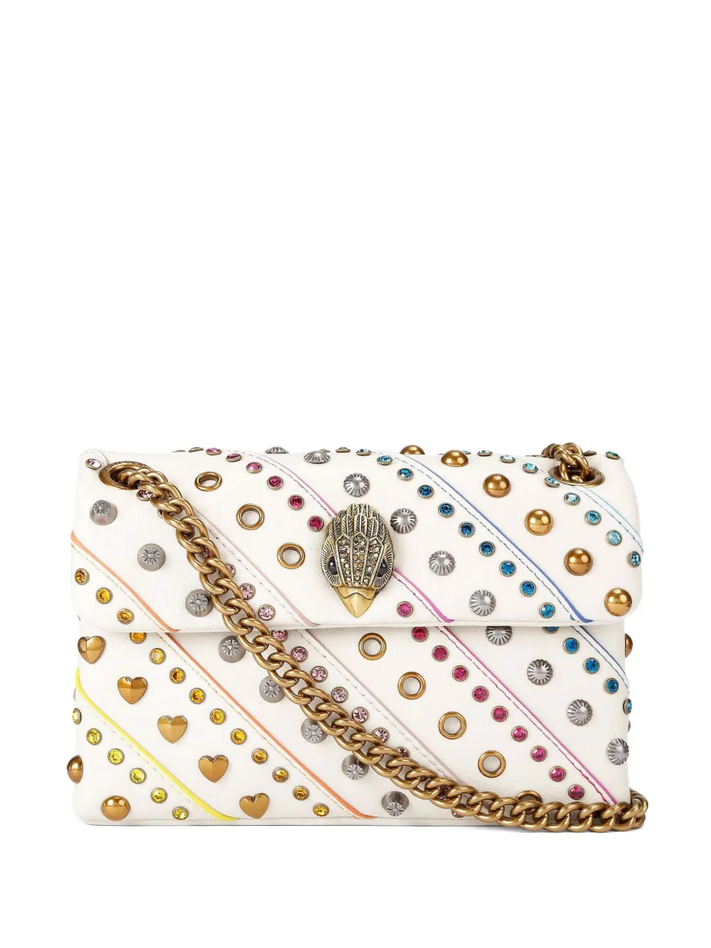 Kurt Geiger London mini Kensington crystal-embellished crossbody bag Wit