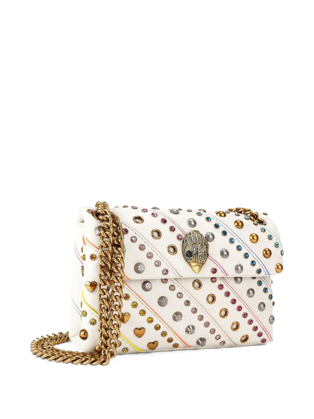 Kurt Geiger London mini Kensington crystal-embellished crossbody bag Wit