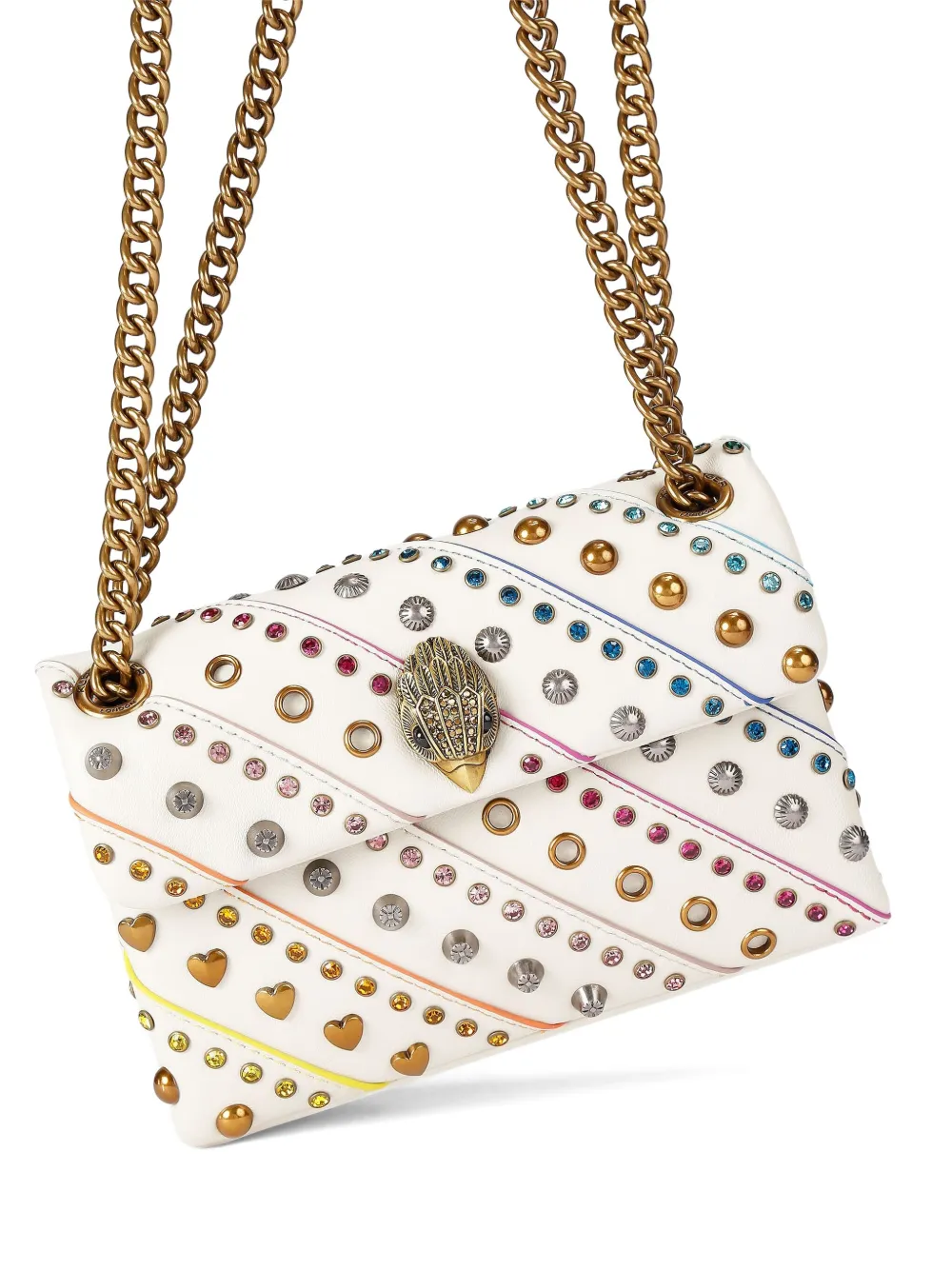 Kurt Geiger London mini Kensington crystal-embellished crossbody bag Wit