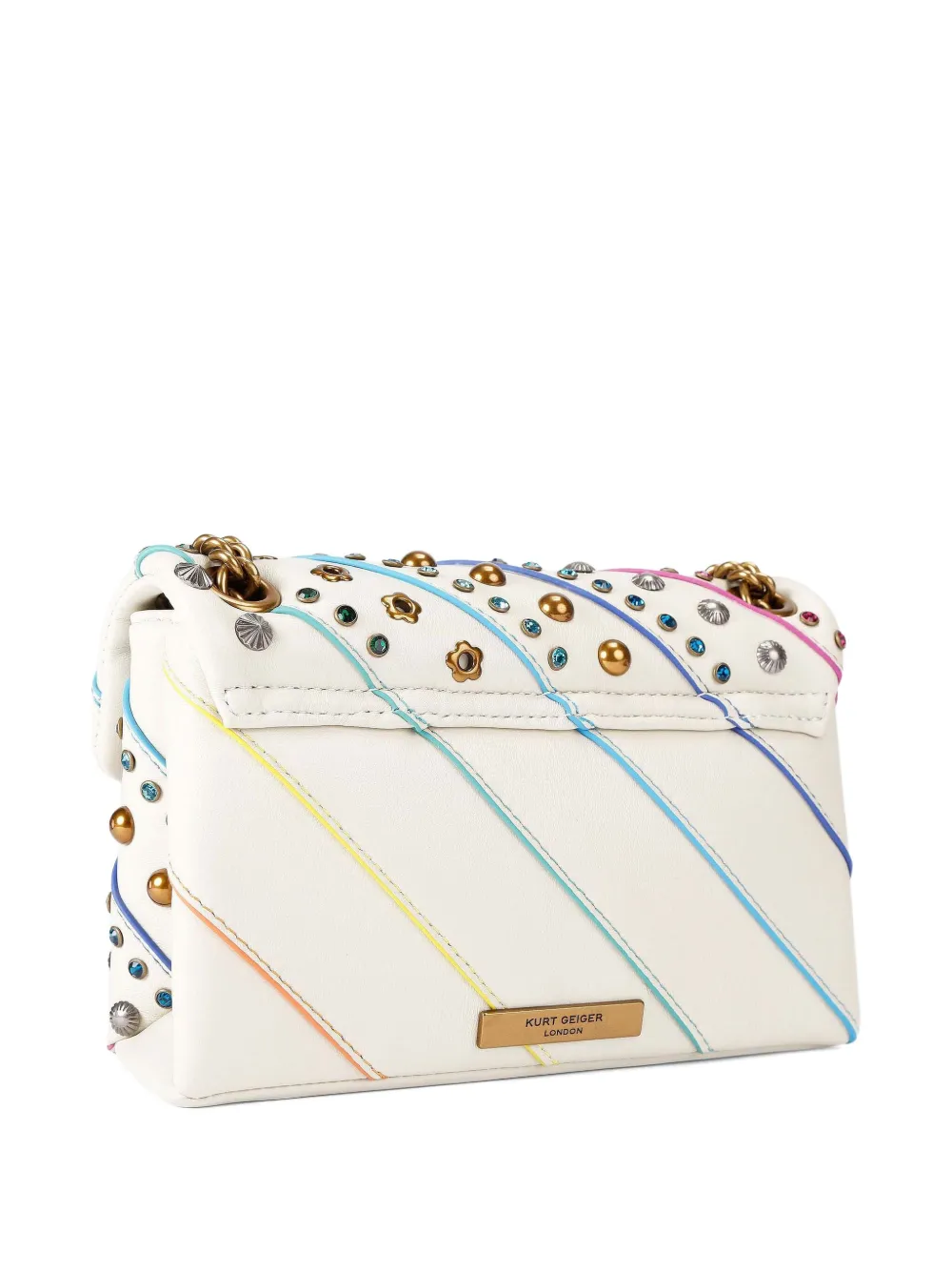 Kurt Geiger London mini Kensington crystal-embellished crossbody bag Wit