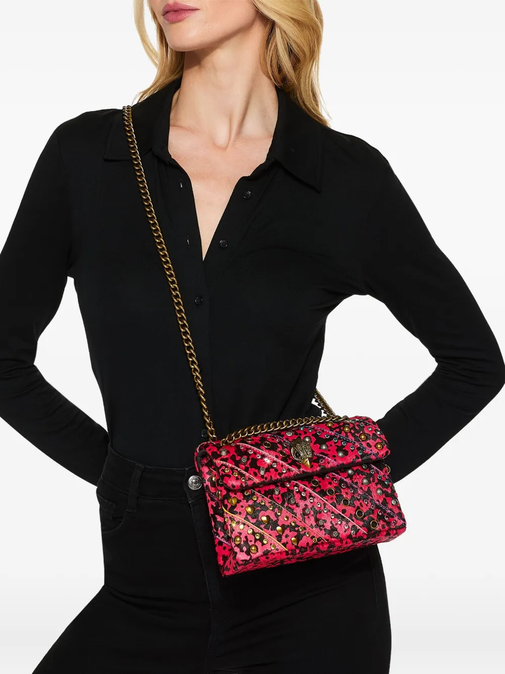 Kurt Geiger London mini Kensington crystal-embellished crossbody bag Roze