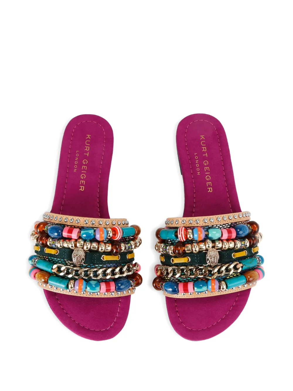 Kurt Geiger London Southbank sandalen met kralen en adelaarshoofd Paars