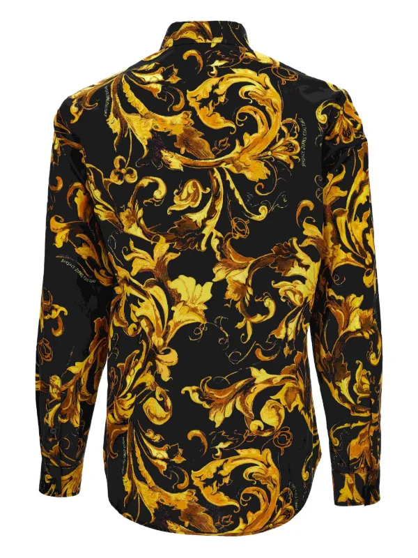 Versace Baroque-print Men Shirt - Black