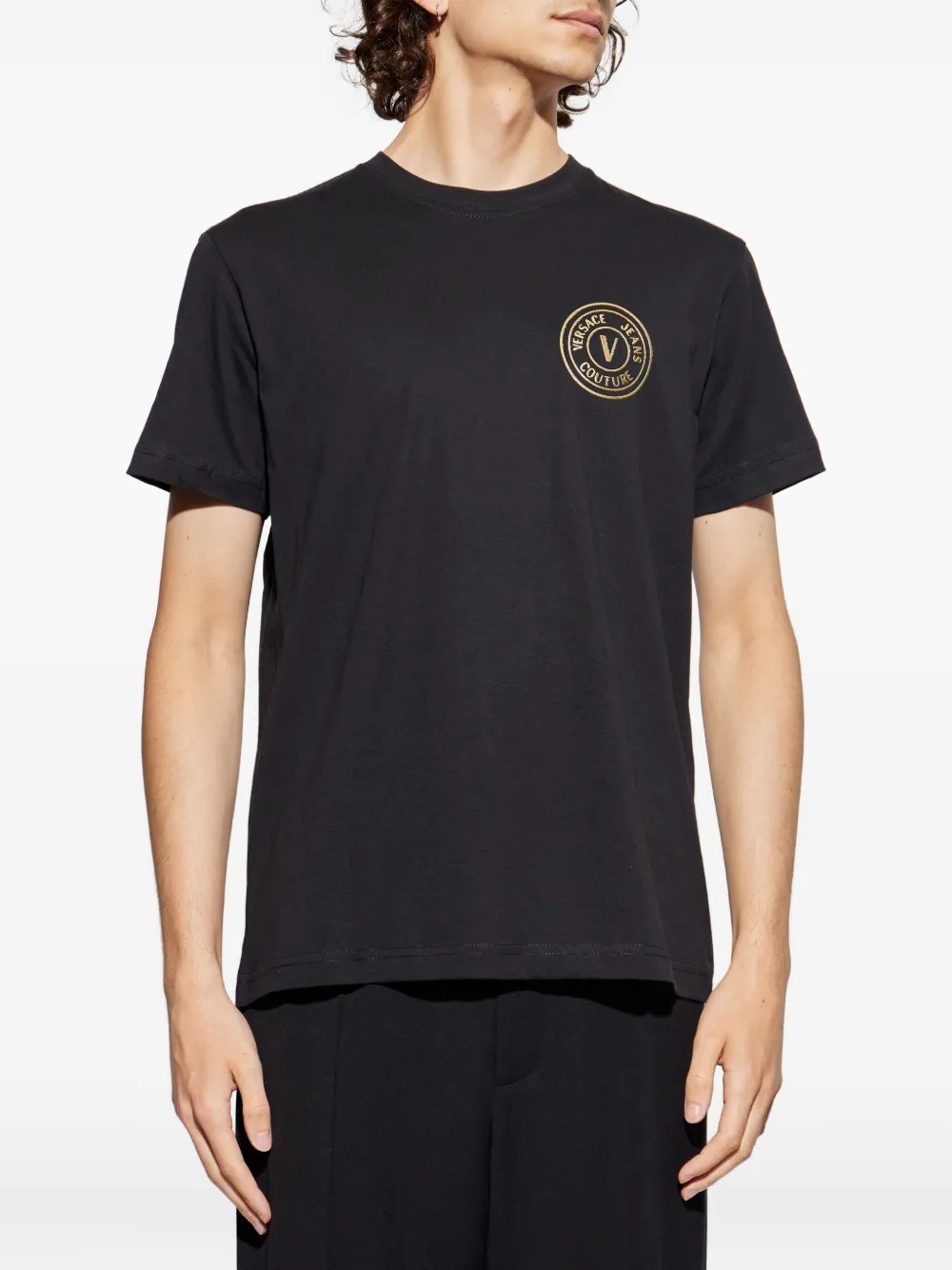 Versace Jeans Couture logo-plaque t-shirt Zwart