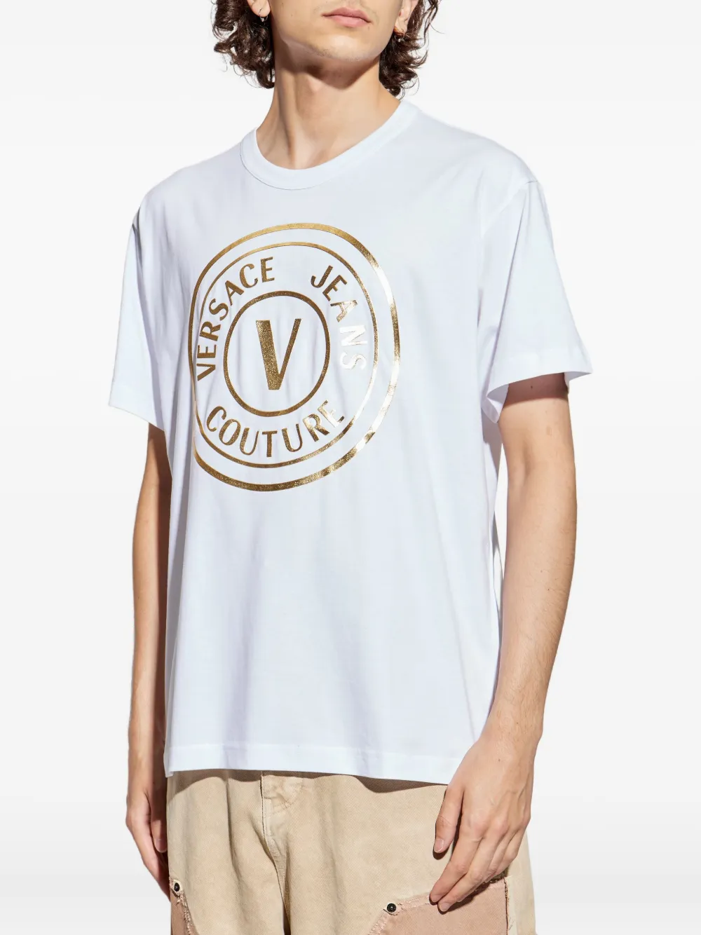 Versace Jeans Couture T-shirt met logoplakkaat Wit
