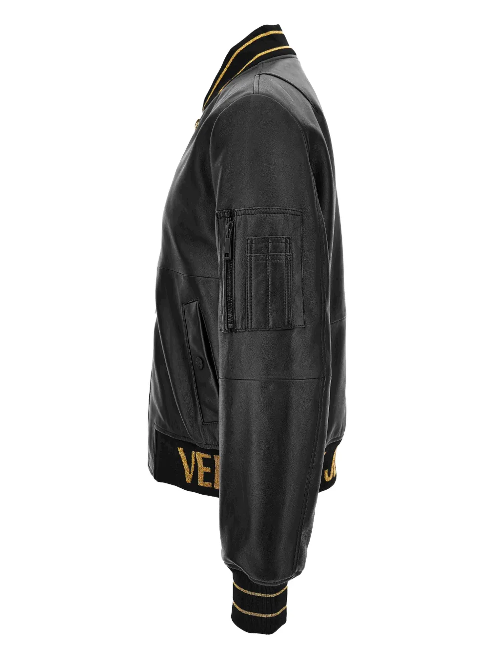 Versace Jeans Couture Bomberjack met geribbelde afwerking Zwart