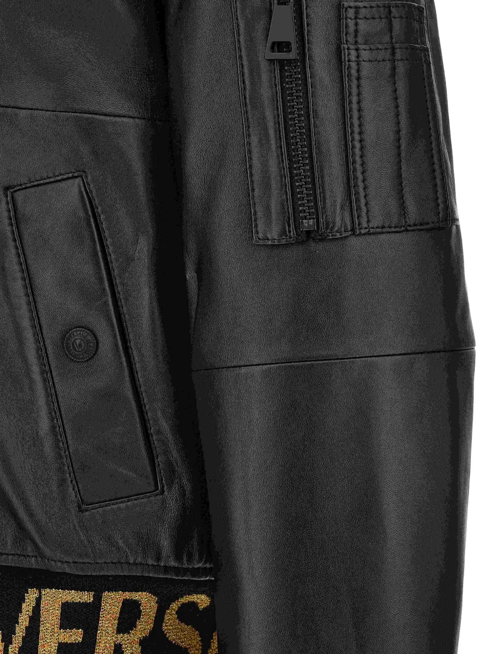 Versace Jeans Couture Bomberjack met geribbelde afwerking Zwart