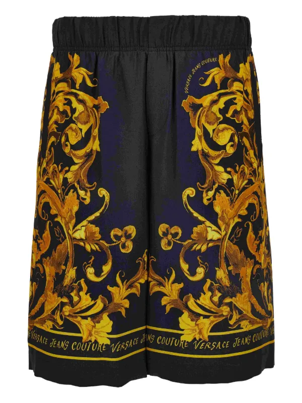 Versace Jeans Couture 巴洛克印花短裤| 黑色| FARFETCH CN