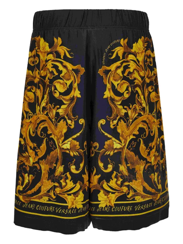 【美品】VERSACE JEAN COUTURE バロック柄ショートパンツ Versace Jeans Couture バロックプリント ショートパンツ | ブラック