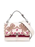 Fendi Pre-Owned 2010-2025 Medium Vitello Liberty Lucido Flowers and Bows Scalloped Studded Kan I satchel - Brown