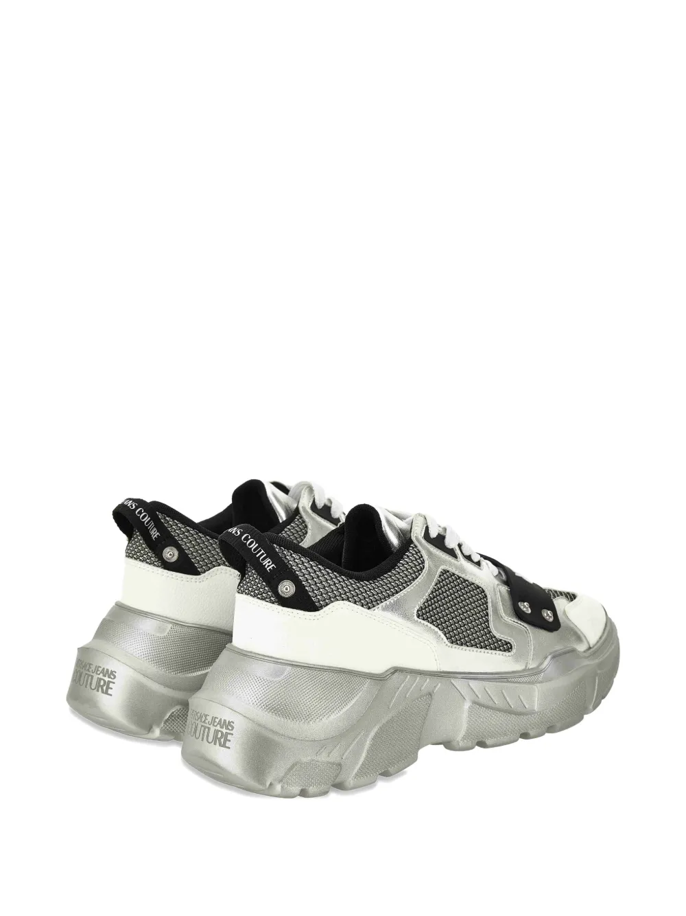 Versace Jeans Couture Metallic-panel Mesh Trainers In White