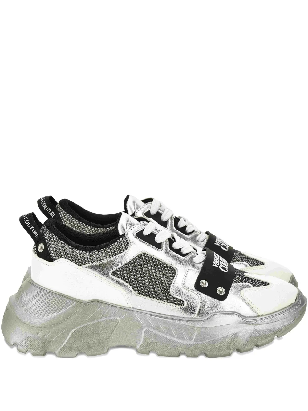Versace Jeans Couture metallic-panel mesh trainers White