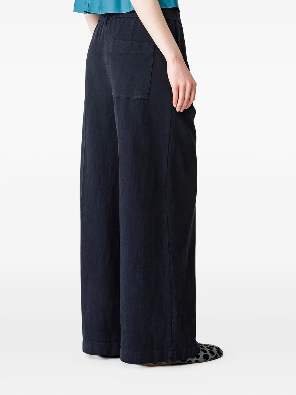 Forte Forte High-waisted Wide-leg Trousers In Textured Cotton-viscose Blend In Blue