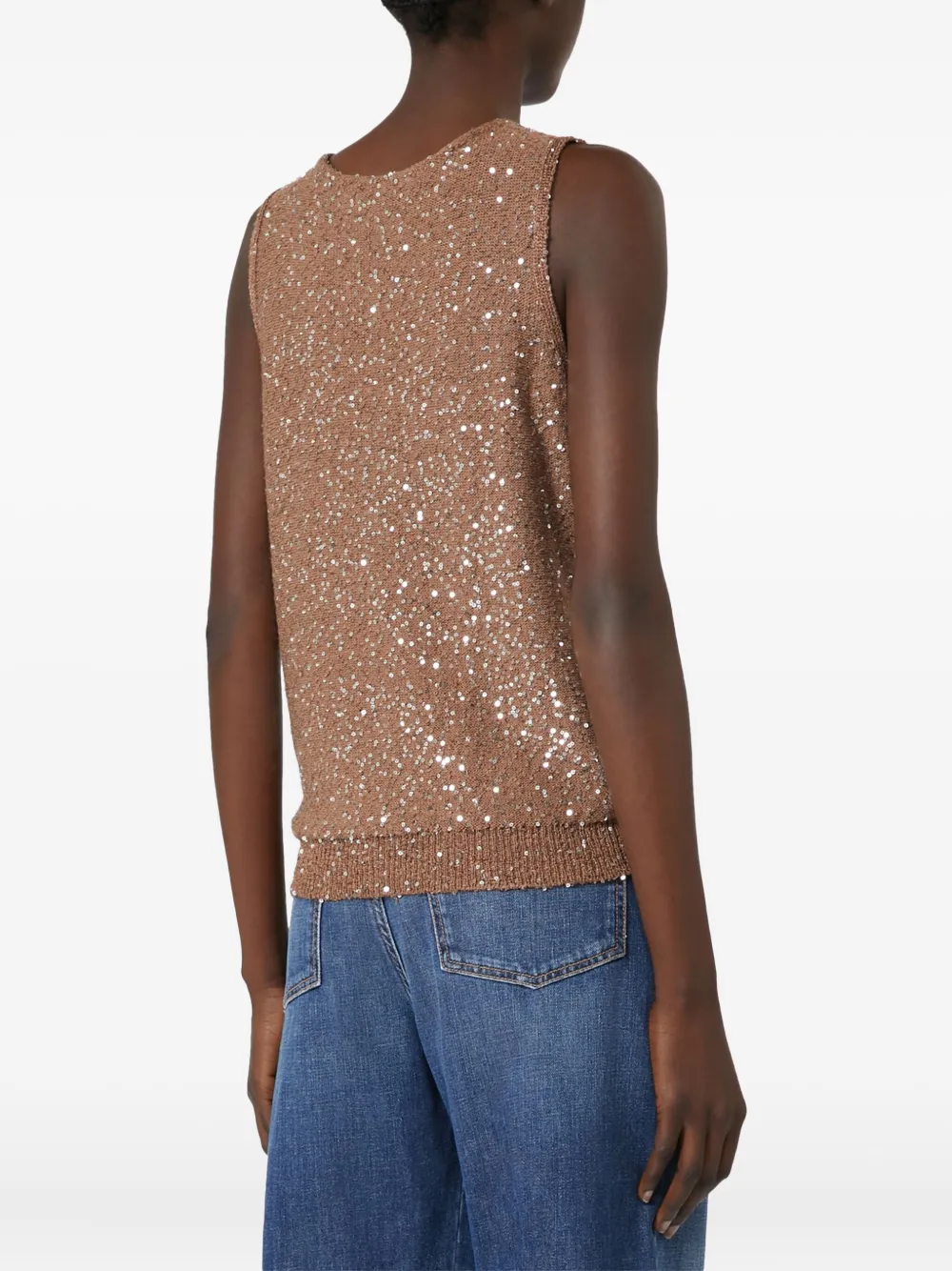 Weekend Max Mara Top met V-hals en verfraaid met pailletten Bruin