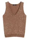 Weekend Max Mara sequin-embellished v-neck top - Brown