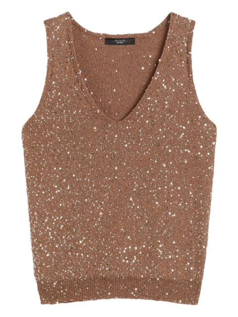 Weekend Max Mara v-ringad paljettprydd topp