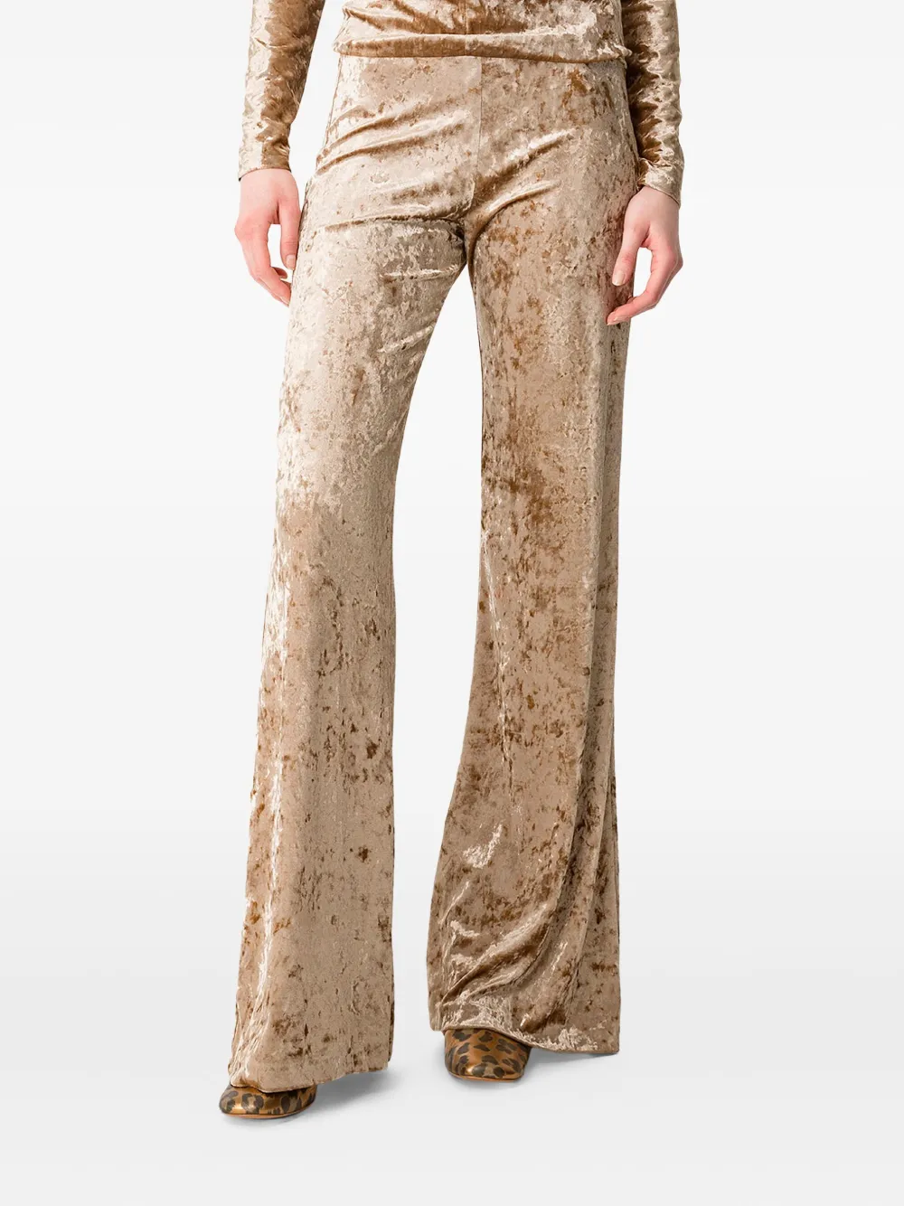 Forte Forte crushed-velvet flared trousers - Goud