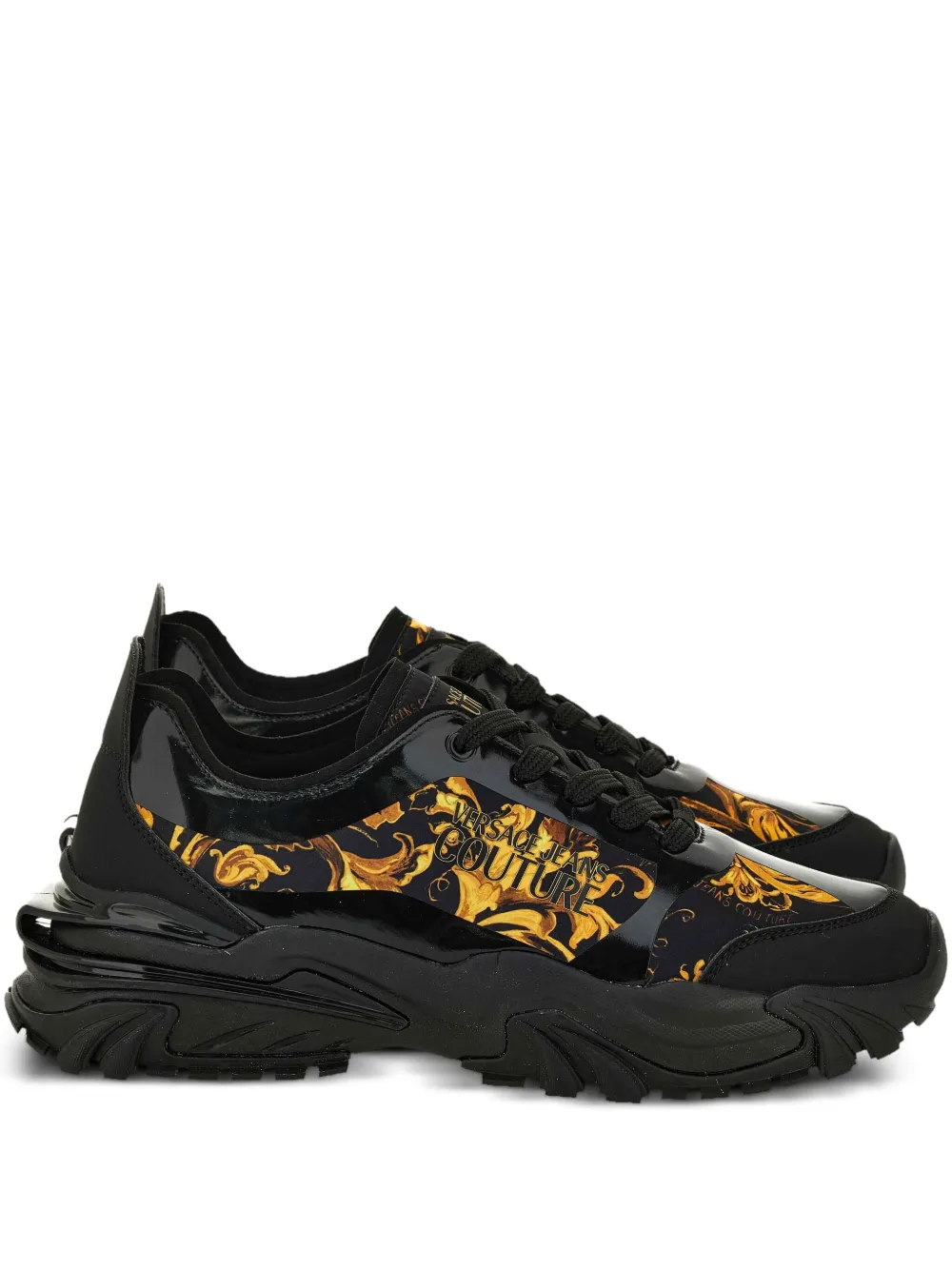 Versace Jeans Couture baroque-print trainers Black